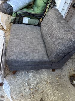 Gray Fabric Armless Chaise Lounge Chair