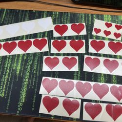 Red And White Heart Stickers 