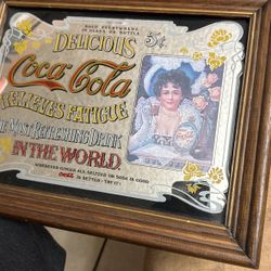 VINTAGE COCA COLA BAR MIRROR FRAMED IN WOOD