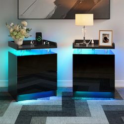 2 Nightstands w LED Lights