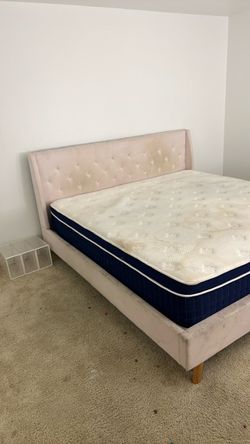 King size velour bed 🛏️ frame and a mattress