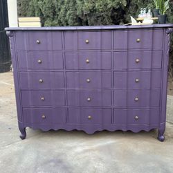 Beautiful Purple French Provincial Dresser- 15 Drawers