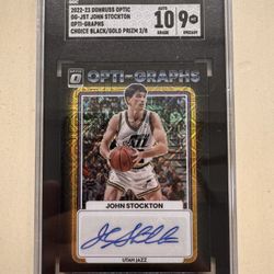 2022 Donruss Optic John Stockton Opti-Graphs Choice Black/Gold Auto /8 SGC 9/10 