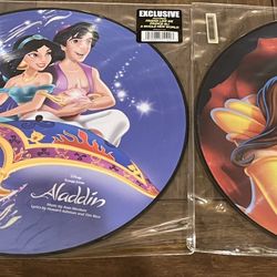 Two Picture Disc Vinyl Disney Aladdin and Beauty and the Beast