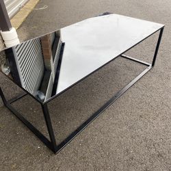 Smoked Mirror Coffee Table w/ Steel Base