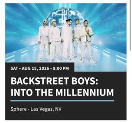 4x BACKSTREET BOYS: INTO THE MILLENNIUM Sphere - Las Vegas, NV Concert Floor Tickets SAT • AUG 15, 2026 • 8:00 PM General Admission