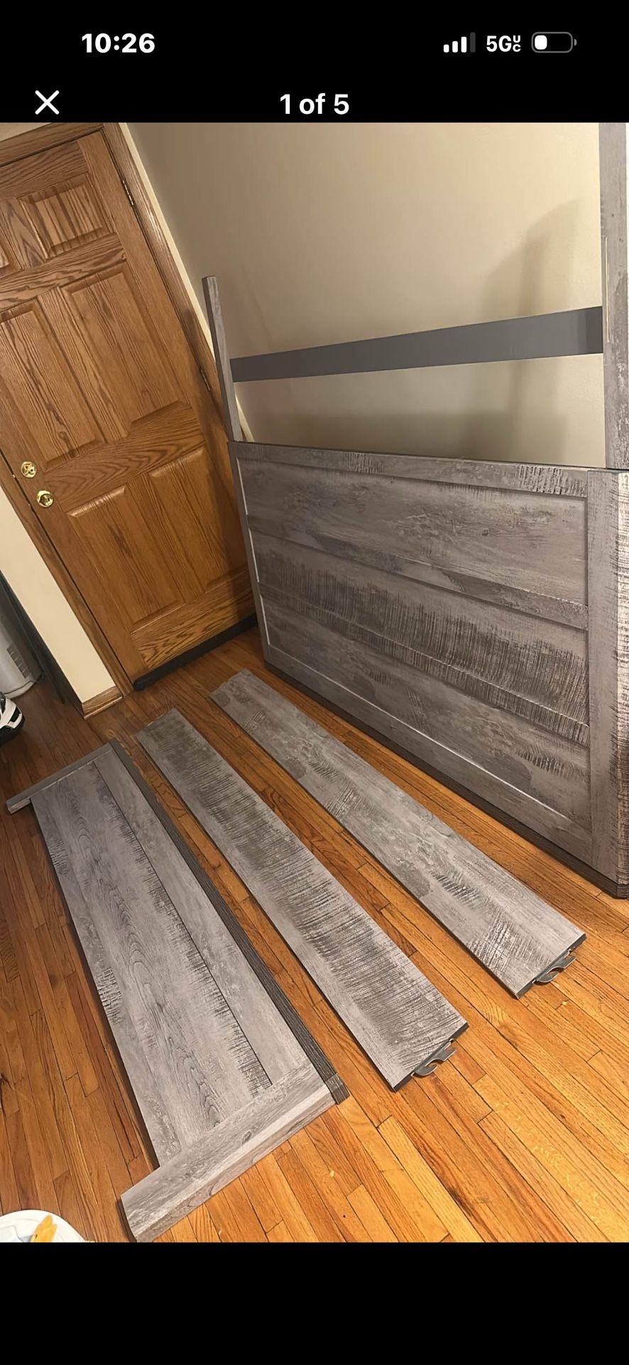 King Size Bed Frame (Gray Wood Finish)