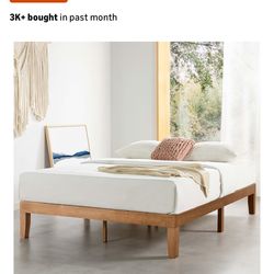 Light wood queen bed frame