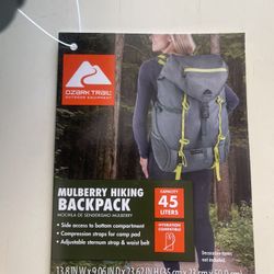 Ozark Trail Mulberry 45 L Backpacking Backpack, Green, Adult