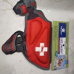 Top Paw Dog Life Vest Neoprene NWT Red XS Reflective Rescue Handle Foam Panels