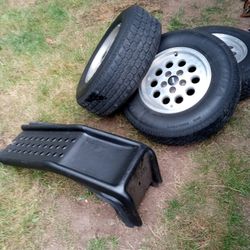 4 Tires And  Rims For Jeep Cherokee. One New Tire, Other Three Have A Few Miles Left On Them.  2 Ramps, 2jack stands, 2ton Jack.