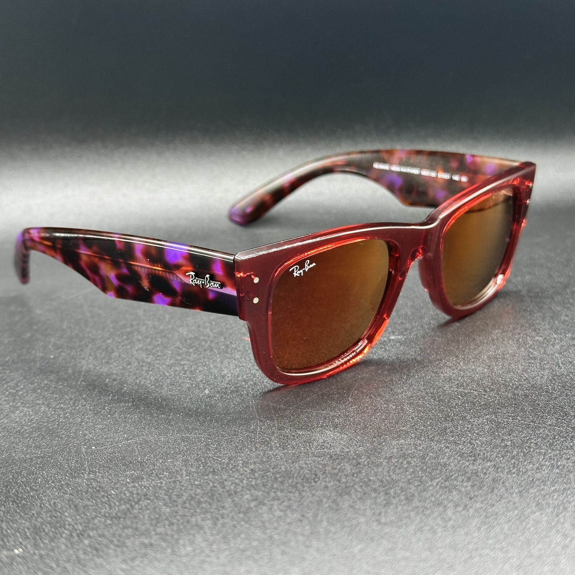 Ray-Ban Mega Wayfarer Sunglasses Red Tortoise Brown Lens RB084OS 6637/2K Havana