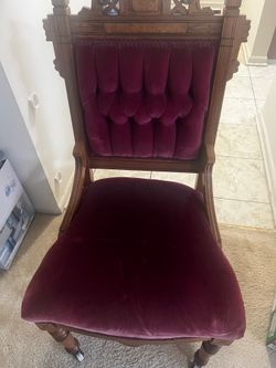 Antique Eastlake Victorian red  Velvet Chair