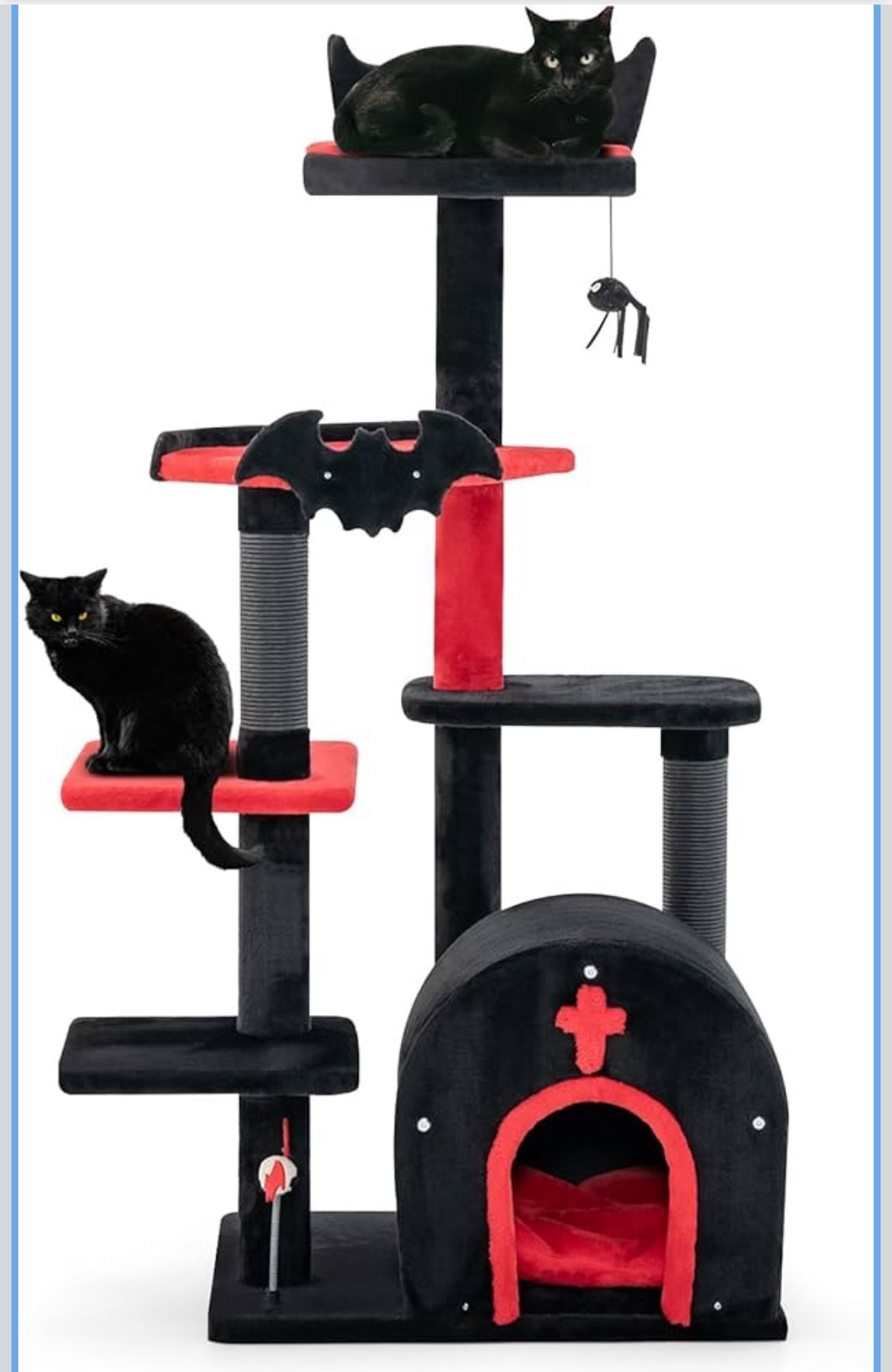 Newly assembled Gothic Cat Tree, 53 Inch Multi-Level Cat Tower with Scratching Posts, Cat Bed