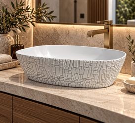 Juvia White Etched Vessel Sink