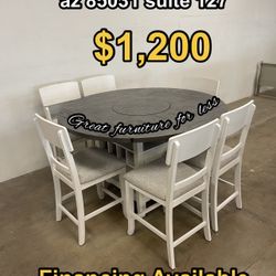 7 PCs Dining Table Set Include Table And 6 Chairs Brand New