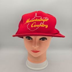 Vintage Mountaineer Country West Virginia TruckerHat (Broken/Missing Snapback)