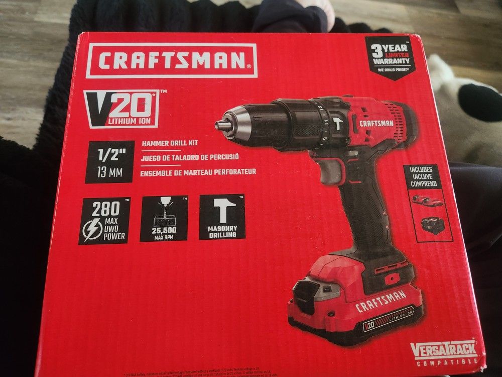CRAFTSMAN V20 Cordless Hammer Drill Kit, 1/2 inch, 2 Batteries and Charger Included (CMCD711C2)