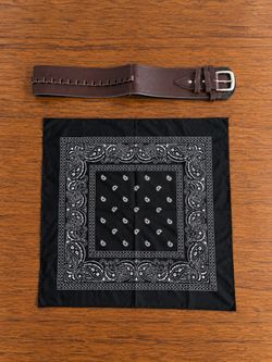 Halloween Black Paisley Bandana and Brown Leather Belt