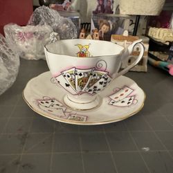 Queen Anne Bone China Lady Luck cup and saucer, 