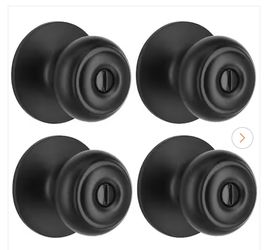 Defiant Hartford Matte Black Bed/Bath Door Knob (4-Pack