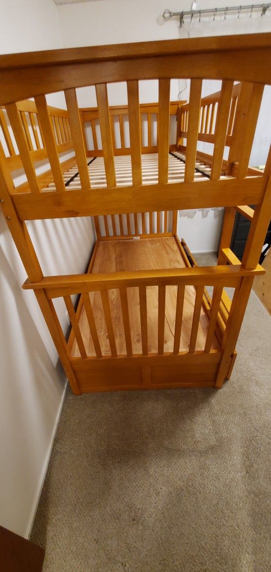 Atlantic Furniture Bunk Bed with 2 Raised Panel Bed Drawers, Twin/Twin