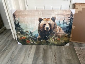 32 X48 inch large Grizzly bear  country decor canvas wall art