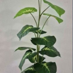 *** NEW LOW PRICE *** Faux Calathea Plant Topped with Dragon Blood Stone / Lavender in a Resin Planter @ Lasting Creations