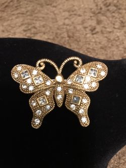 Gold plated diamond rhinestone brooch