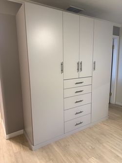 Large White Wardrobe with Drawers