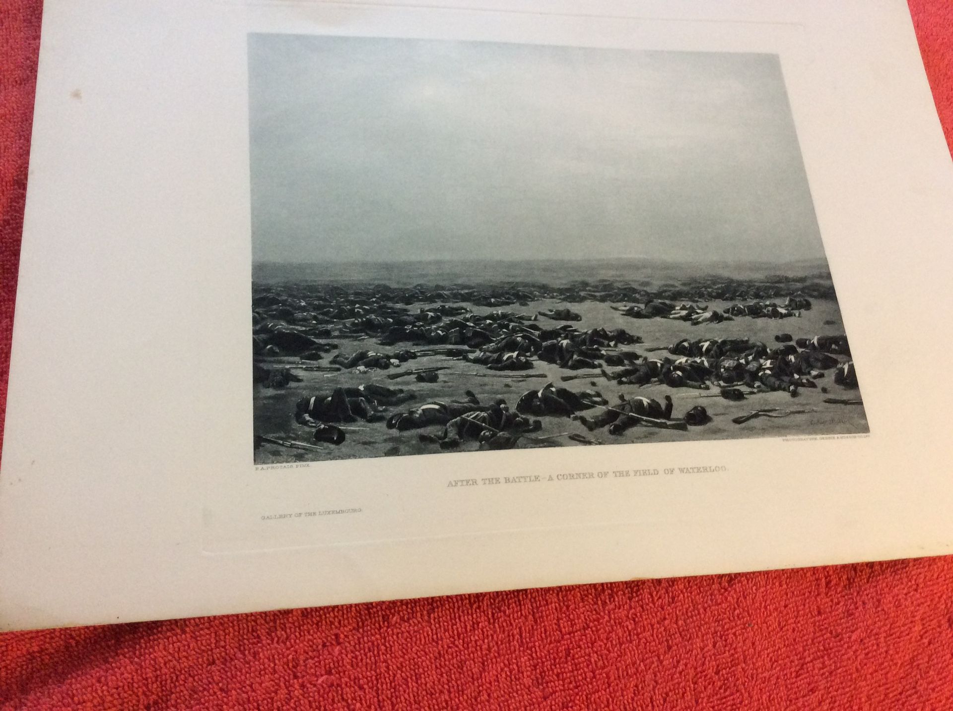 AFTER THE BATTLE A CORNER OF THE FIELD OF WATERLOO ORIGINAL PHOTOGRAVURE PAUL ALEXANDER PROTAIS LATE 1800S