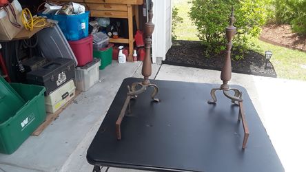 Antique brass andirons