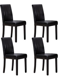 Set of 4 Black Faux Leather Dining Chairs