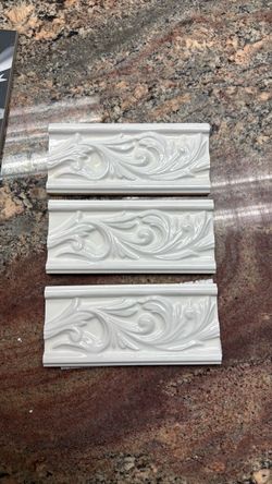 White Ceramic Decorative Floral Border Tiles