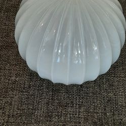 Art Deco Milk Opal Glass Lamp Shade, Replacement Pendant Globe,  Ribbed