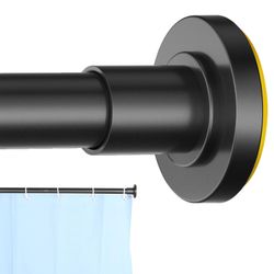 CorkLatta Black Shower Curtain Rod 31 To 80 Inch,1 Inch Diameter Adjustable Spring Tension Stainless Steel Telescoping Rod,Easy Install,No Rust