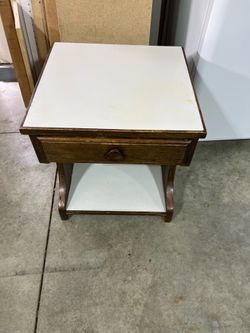 Free used queen bed, box spring, frame, night stand and garage shelves