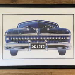 VINTAGE Harold James Cleworth Large DE SOTO AUTOMOBILE Signed Numbered Framed