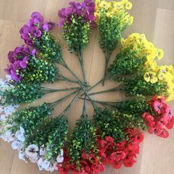 Outdoor Artificial Flowers, Bundles of 12 UV Resistant Fake Plants for Garden Decoration, Vibrant Morning Glory for Patios And Yards