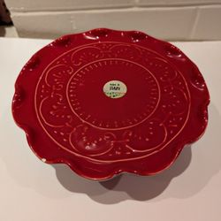 Red Ceramic Cake Stand 