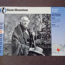 1995 Grolier Sam Houston Texas First President The Raven Vintage Collectible Large Card
