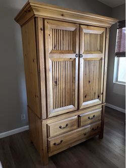 Rustic Solid Wood Two-Piece Armoire / Entertainment Cabinet