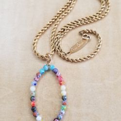 Bead Necklace On Gold Plated Chain