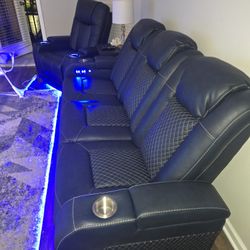 Leather, Power Reclining Chair And Sofa