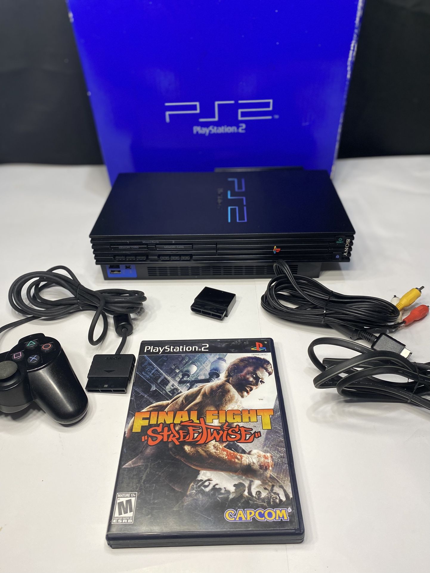 Sony PlayStation 2 PS2 Fat Console W/ box Cables Controller Mem card HDD Network