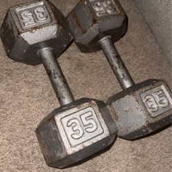 Pair Set 35 Lbs Dumb Bells 