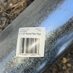 4" Galvanized 30 gauge Dryer Duct Pipe - 22"