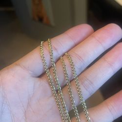 18” 2.5mm Gold Tone 925 Silver Cuban Chain