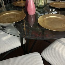 Glass And Metal Dining Table