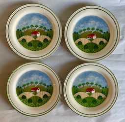 Set of 4 Vintage Sango “Country Cottage” Salad Plates